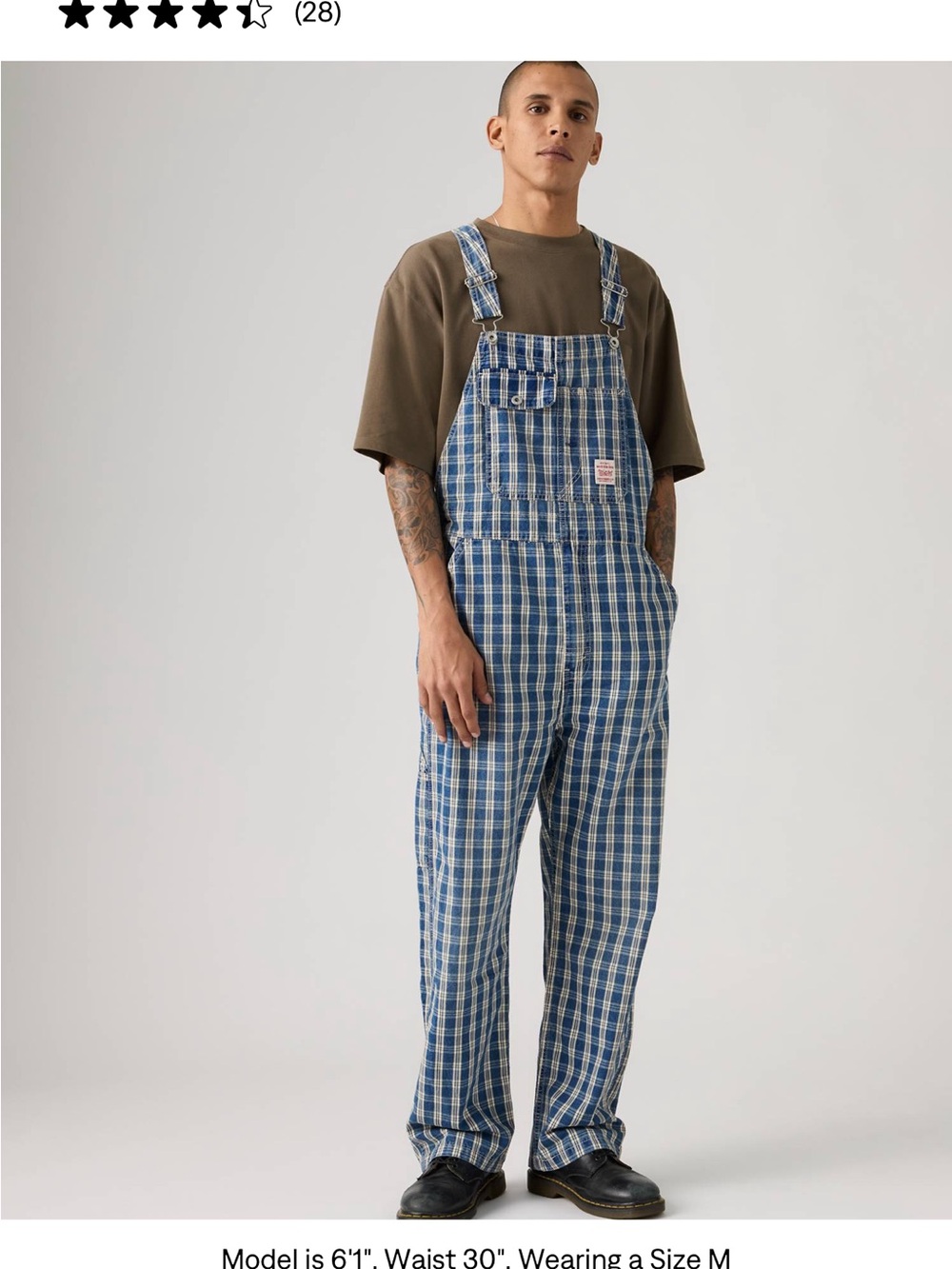 Levi’s Men's Blue Plaid Cotton Overalls